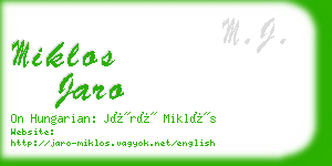 miklos jaro business card